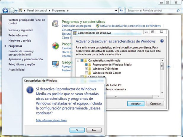 desinstalar windows media player de windows 7