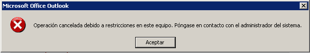 Error restricciones equipo Outlook2007