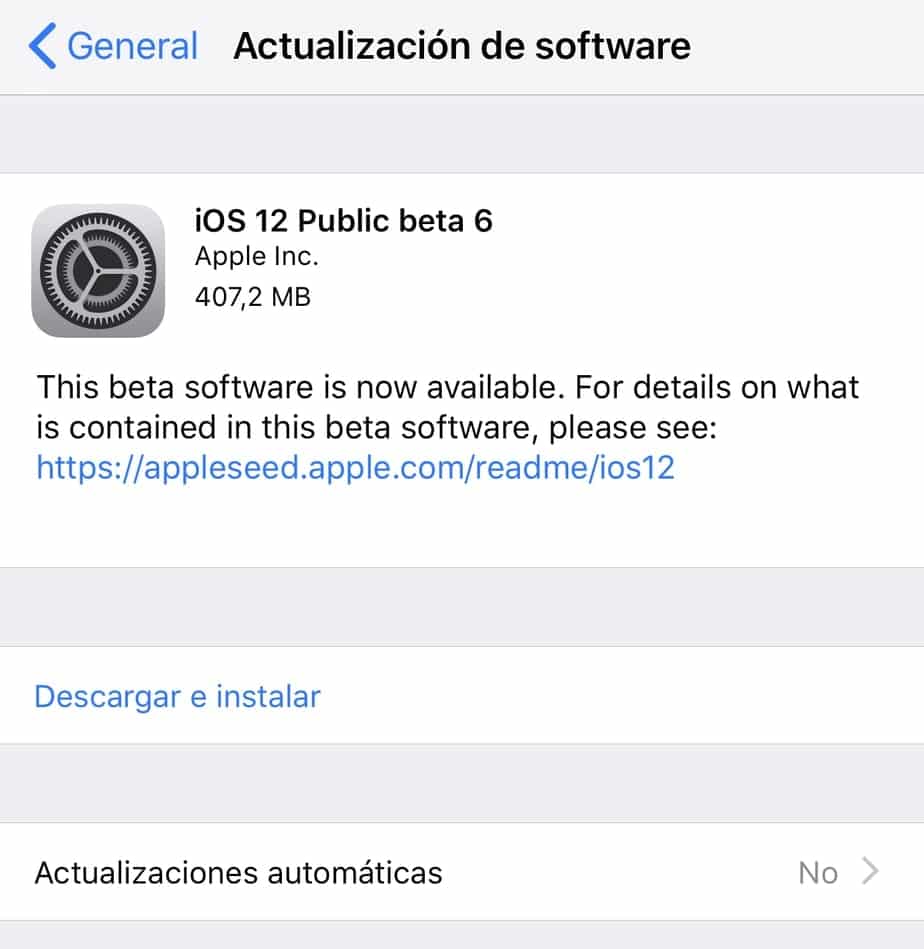 iOS 12 Beta 6