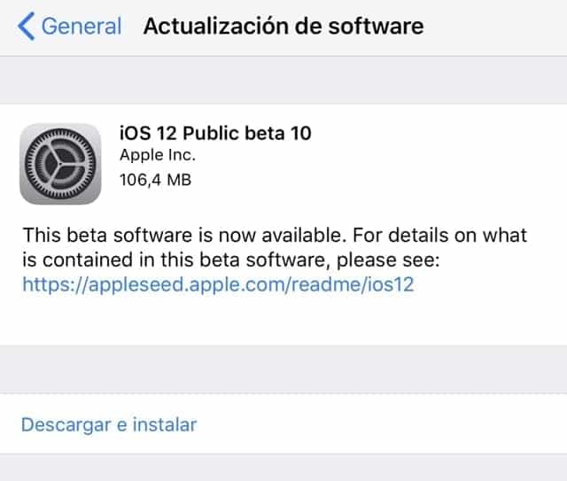 iOS 12 Beta 10 Pública