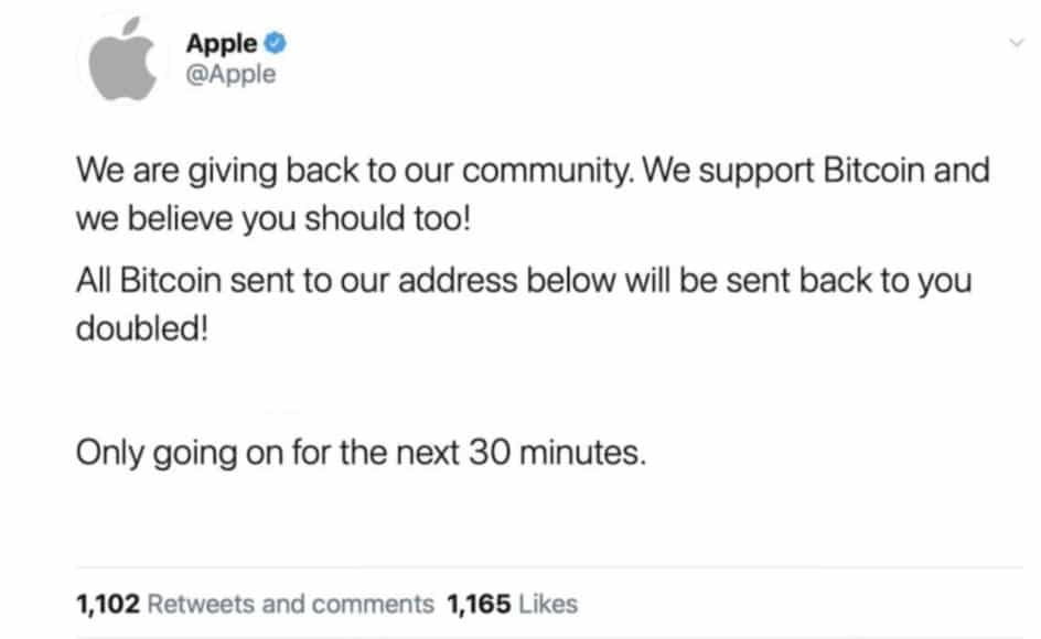 Cuenta oficial de Apple en Twitter hackeada