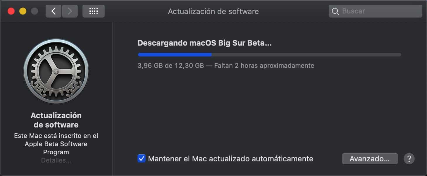 Descargando macOS Big Sur Beta Pública
